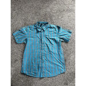 Men's Oakley Short Sleeve Button Down Shirt Size Large Blue